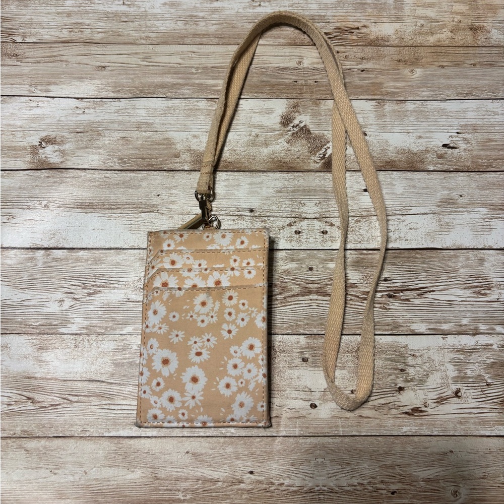 Wild Fable Floral Tan and White Lanyard Wallet